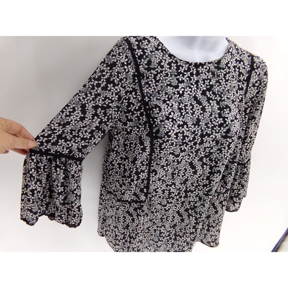 Who What Wear Womens Size S Sleeve Blouse Black Floral - Picture 3 of 9